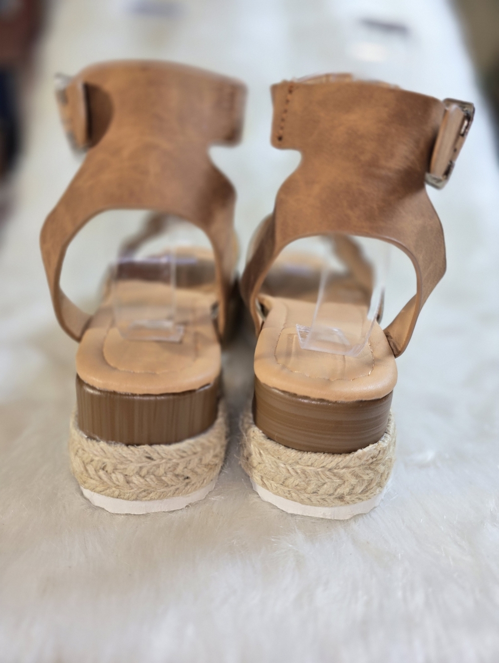 Soda Topic Womens Tan Platform Espadrille Sandals with Ankle Strap - Picture 8 of 12